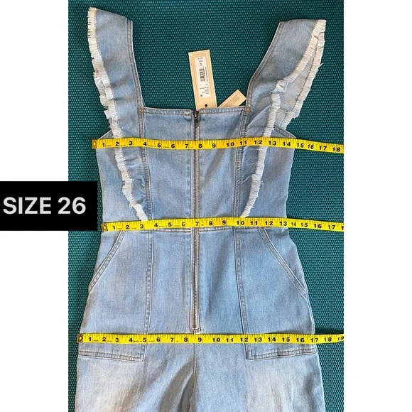 Alice + Olivia Gorgeous Wide Leg Open Back Denim Jeans Jumpsuit - Picture 7 of 16